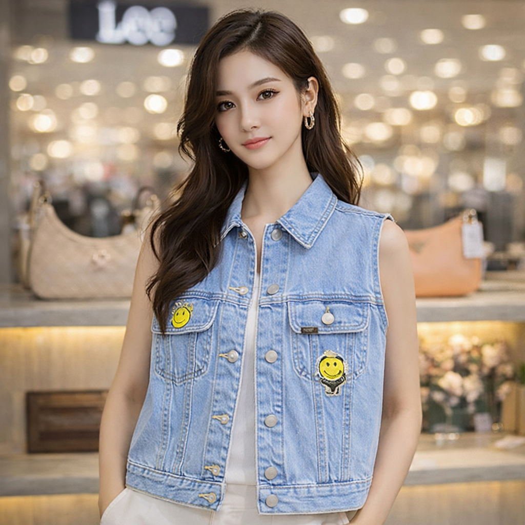 เสื้อกั๊กผู้หญิง แบรนด์ LEE สียีนส์อ่อน