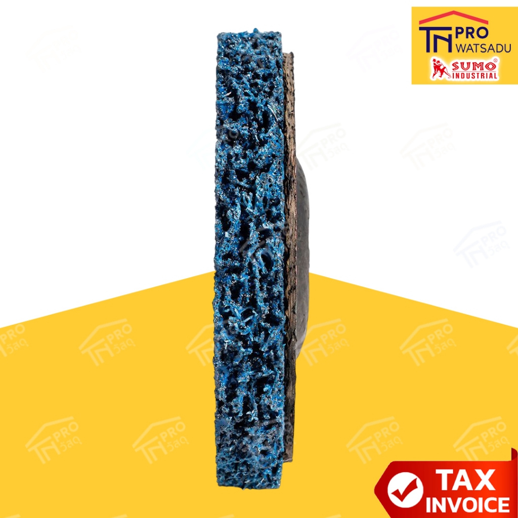 SUMO ลูกขัดสาหร่าย 4 นิ้ว ขัดลอกสี ขัดสนิม ขัดรอยเชื่อม ทำความสะอาดผิวโลหะ (แบบมีฝาหลัง) - รูปที่ 3