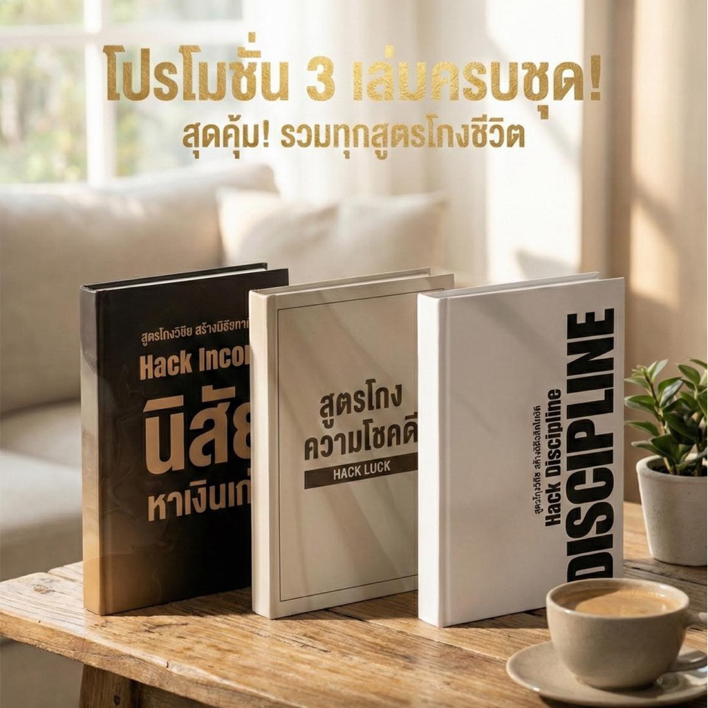 หนังสือเล่ม Pack 3 เล่มครบชุด! Hack Life Series: สร้างวินัย / หาเงินเก่ง / ความโชคดี