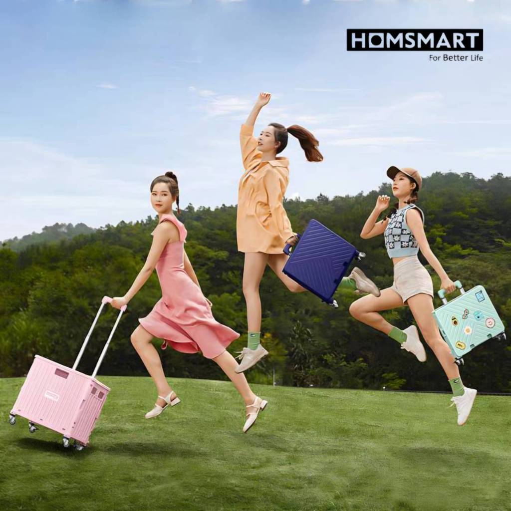 Homsmart รถเข็นพับได้ รุ่น S15-45L , O14-65L หมุน 360 องศา ลื่นปรื้ด รับน้ำหนัก 70 โล นั่งบนฝาได้ น้ำหนักเบา ราคา ถูกที่สุด ดีลบีเคเค แกลเลอรีภาพที่ 2