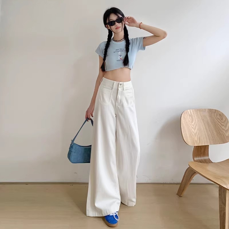 S~5XL White Baggy jeans Pocket-designed jeans กางเกงยีนส์ทรงตรงเอวสูงสุดอินเทรนด์ รุ่นใหม่ปี 2026กางเกงทรงหลวมและมีสไตล์ ราคา ถูกที่สุด ดีลบีเคเค แกลเลอรีภาพที่ 7