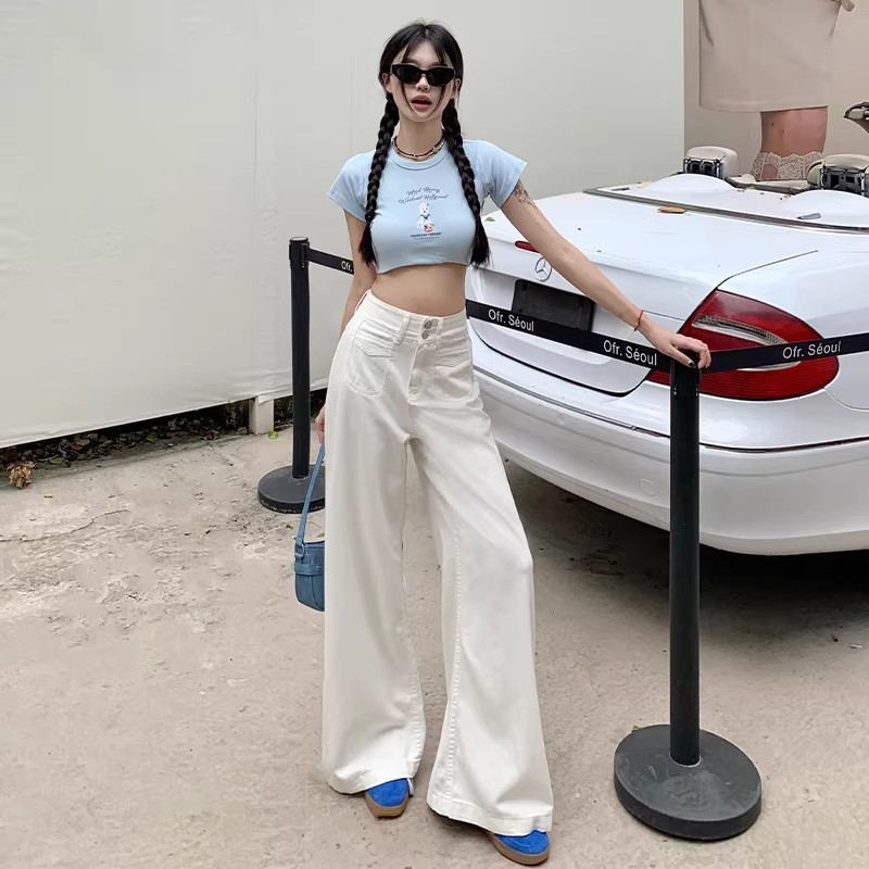 S~5XL White Baggy jeans Pocket-designed jeans กางเกงยีนส์ทรงตรงเอวสูงสุดอินเทรนด์ รุ่นใหม่ปี 2026กางเกงทรงหลวมและมีสไตล์ ราคา ถูกที่สุด ดีลบีเคเค แกลเลอรีภาพที่ 8