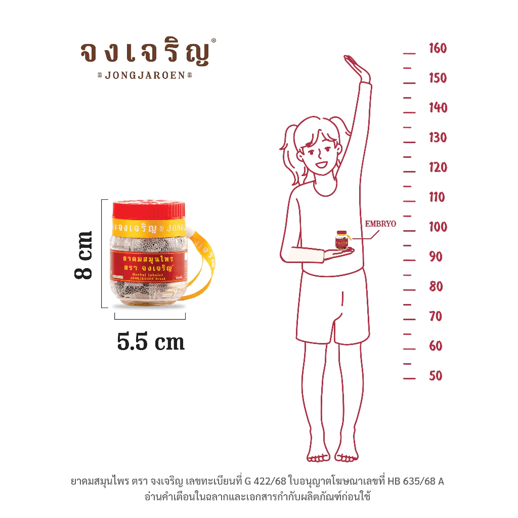 ยาดม จงเจริญ® ไซส์EMBRYO ยาดมสมุนไพร แพ็คเดี่ยว 1 กระปุก ขนาดพกพา thumbnail 8
