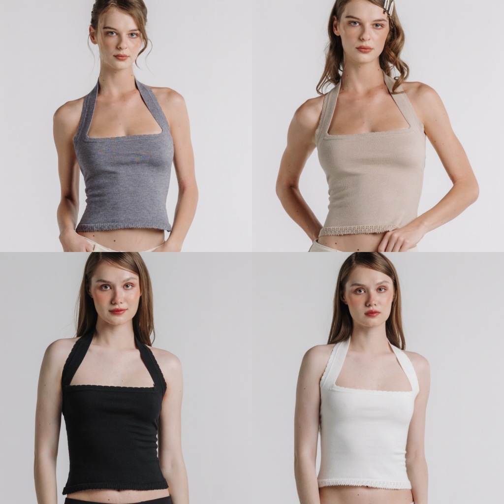 HALTER KNIT TOP 01 | STAYSLAY.BKK (เสื้อไหมพรมคล้องคอ ดีเทลแต่งขอบหยัก)