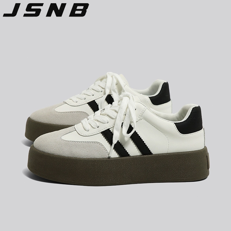 JSNBรองเท้าสเก็ตเตอร์หญิง พื้นหนาสไตล์เกาหลี น้ำหนักเบา ใส่สบาย LN663