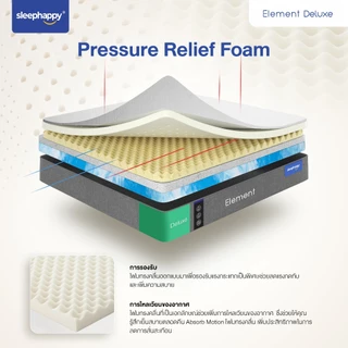 SleepHappy ที่นอนยางพาราแท้ รุ่น Element Deluxe หนา 7 นิ้ว ที่นอนเพื่อสุขภาพ สัมผัสนุ่มแน่นไม่ปวดหลัง ระบายอากาศดี