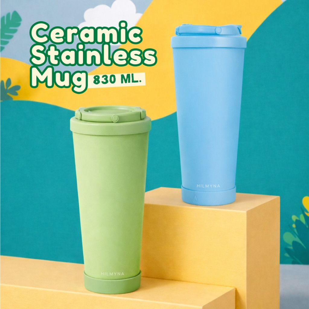 แก้วสแตนเลสเก็บความเย็น เคลือบเซรามิก 830 ml. HILMYNA CERAMIC STAINLESS MUG  830 ml.