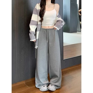 5สี กางเกงขากว้าง กางเกงลำลอง เอวยางยืด ขนาด S-5XL สตไล์Y2K ใส่เชือกที่เอว ทรงหลวม #1501246