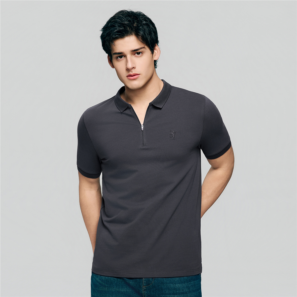 GIORDANO เสื้อโปโลผู้ชาย Men's Slim Collar Zipper Polo 01016261