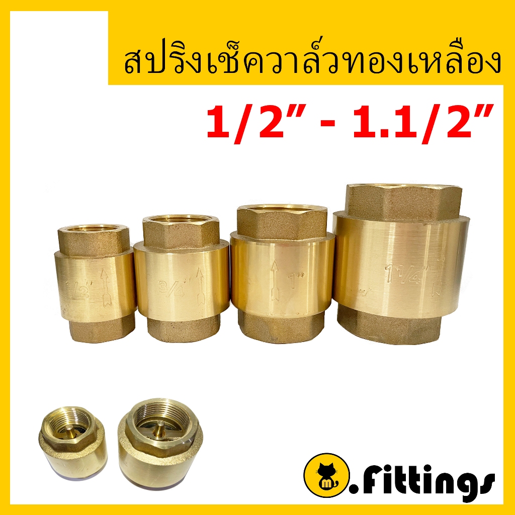 เช็ควาล์วสปริงทองเหลือง 1/2"-1" สปริงเช็ควาล์ว เช็ควาล์วแนวตั้ง