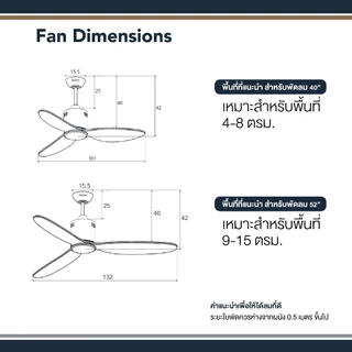 พัดลมเพดาน MR KEN รุ่น CAN Solid Wood DC NL Motor ขนาด 40" เเละ 52" พร้อมรีโมทคอนโทรล