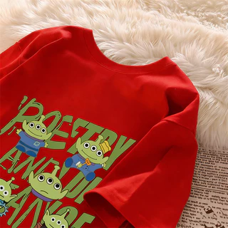 🚚【จัดส่งจากไทย】เสื้อยืดแขนสั้นพิมพ์ลายการ์ตูนน่ารัก คอกลม ผ้าหนา ไซส์ใหญ่