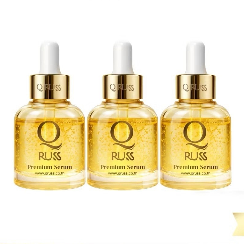 3 ขวด คิวเซรั่มรุ่นใหม่ล่าสุด Q Russ Premium Serum ฟื้นฟูให้ผิวขาวกระจ่างใสเนียนนุ่ม ไร้ริ้วรอย