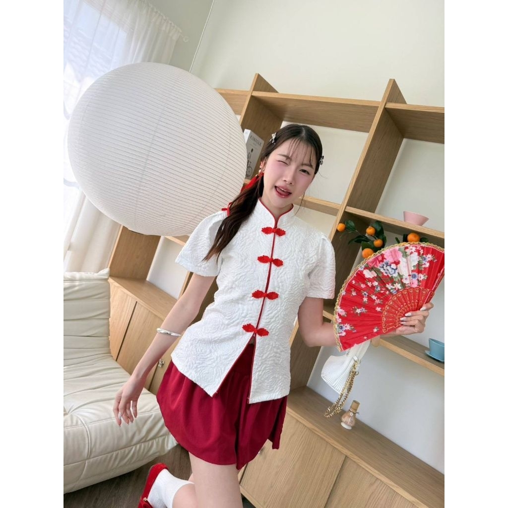 Jinju : เสื้อตรุษจีน เสื้อคอจีน เสื้อกี่เพ้า ทรงสวยลายน่ารัก มีหลายแบบ - รูปที่ 6