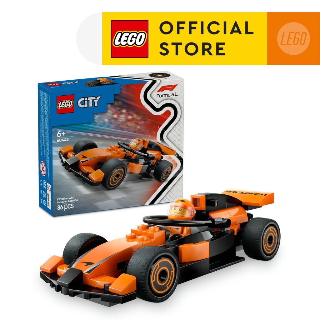 LEGO City 60442 F1 Driver with McLaren Race Car (86 Pieces), Building Blocks, Kids Toy