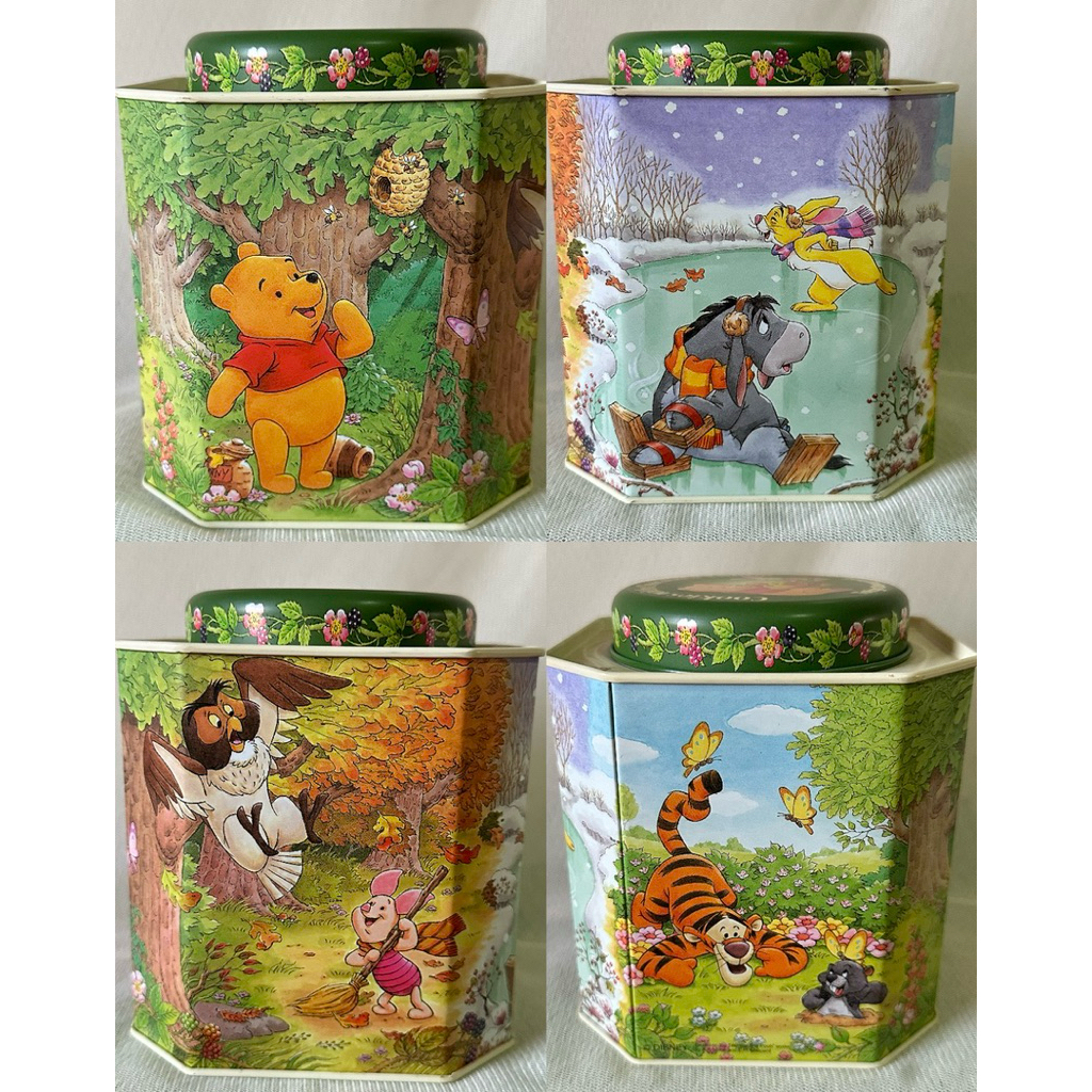 มือสอง(มีรอย) กล่องเหล็ก Pooh Disney ขนาด 4นิ้ว x 5 นิ้ว
