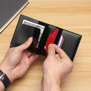 กระเป๋าสตางค์หนัง RFID สำหรับบัตรเครดิตผู้ชายแบบเพรียวบาง, กระเป๋าบัตรขนาดกะทัดรัดและทันสมัย, กระเป๋ามินิแบบบางมหัศจรรย์