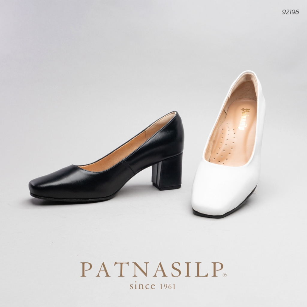 𝐏𝐀𝐓𝐍𝐀𝐒𝐈𝐋𝐏 รองเท้าคัชชูรับปริญญา ถูกระเบียบ หนังนิ่ม ส้นใหญ่ 2 นิ้ว หน้ากว้าง ไม่บีบหน้าเท้า l 92196