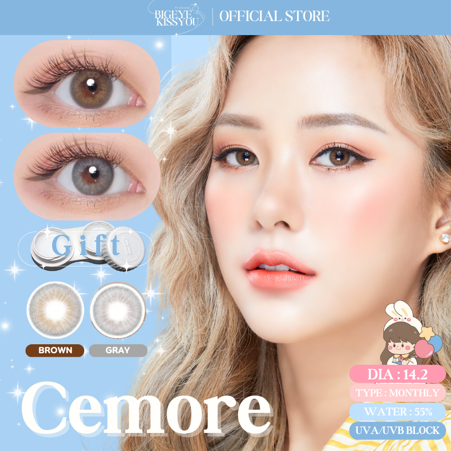 คอนแทคเลนส์(มินิ) Mini Cemore Brown / Gray (Kitty Kawaii) ⭐️ลายฮิต ขายดีมาก กรองแสงกันยูวี