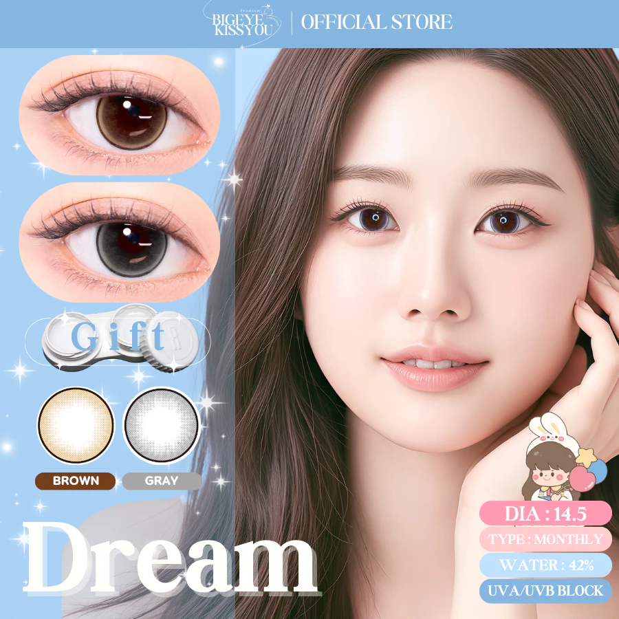 คอนแทคเลนส์(บิ๊กอาย) Dream Chestnut / Gray (Wink) ⭐️ลายฮิต ขายดีมาก กรองแสงกันยูวี
