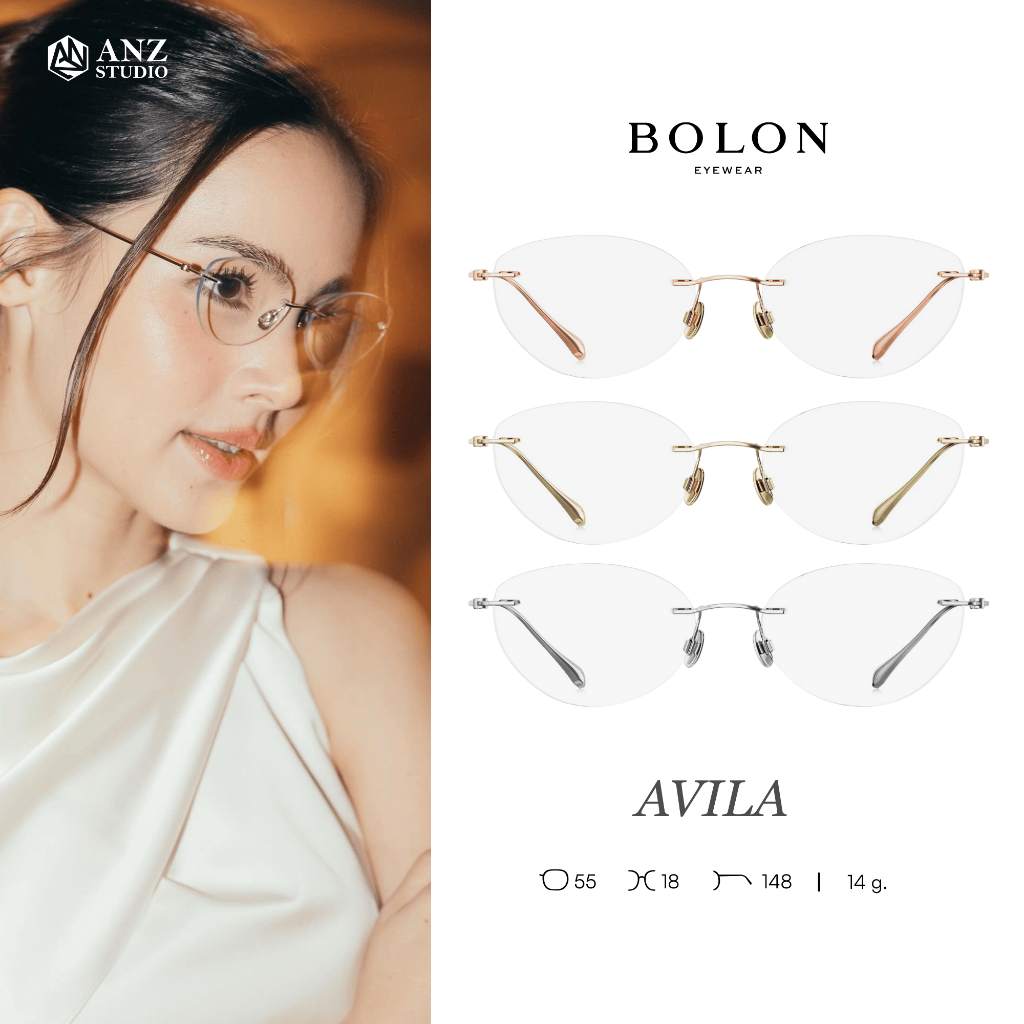 ANZ STUDIO | แว่นตา BOLON AVILA BR1001 – ทรง Cat-eye ไร้ขอบ น้ำหนักเบา สไตล์มินิมอล