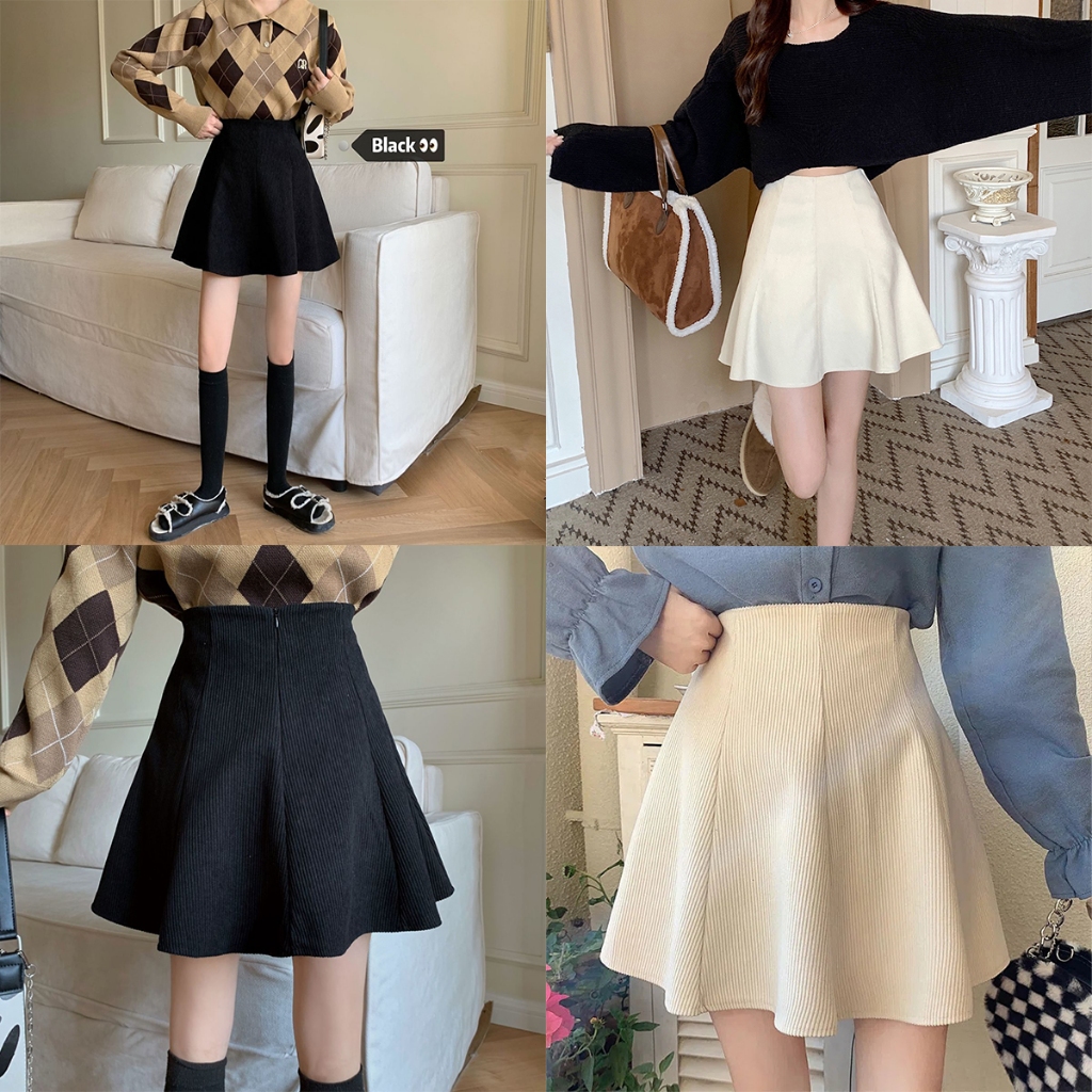กระโปรงสั้น เอวสูง สไตล์เกาหลี กระโปรงย้วย กระโปรงทรงร่ม มีซับในในตัว Size XS-XXXL พร้อมส่ง