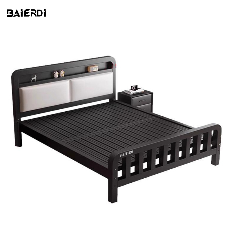 BAIERDI เตียงเหล็กศิลป์ขนาด 6 นิ้ว เตียงคู่สำหรับใช้ในบ้าน ห้องนอน ผลิตจากสแตนเลสแบบหนาและเสริมความแข็งแรง เหมาะสำหรับห้