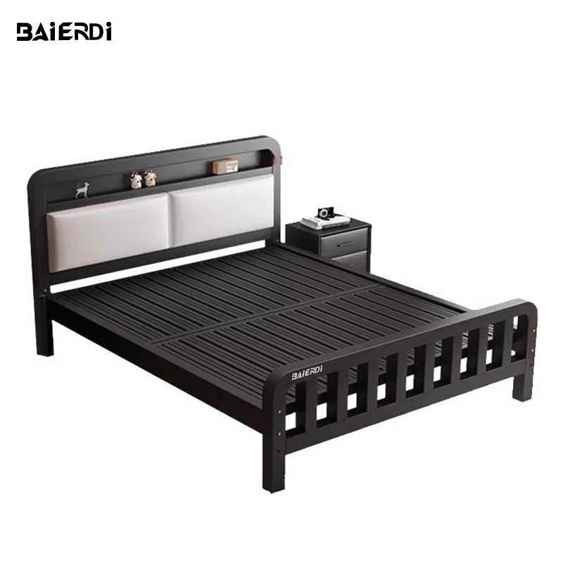 BAIERDI เตียงเหล็กศิลป์ขนาด 6 นิ้ว เตียงคู่สำหรับใช้ในบ้าน ห้องนอน ผลิตจากสแตนเลสแบบหนาและเสริมความแข็งแรง เหมาะสำหรับห้