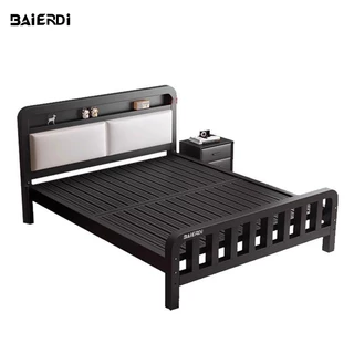 BAIERDI เตียงเหล็กศิลป์ขนาด 6 นิ้ว เตียงคู่สำหรับใช้ในบ้าน ห้องนอน ผลิตจากสแตนเลสแบบหนาและเสริมความแข็งแรง เหมาะสำหรับห้