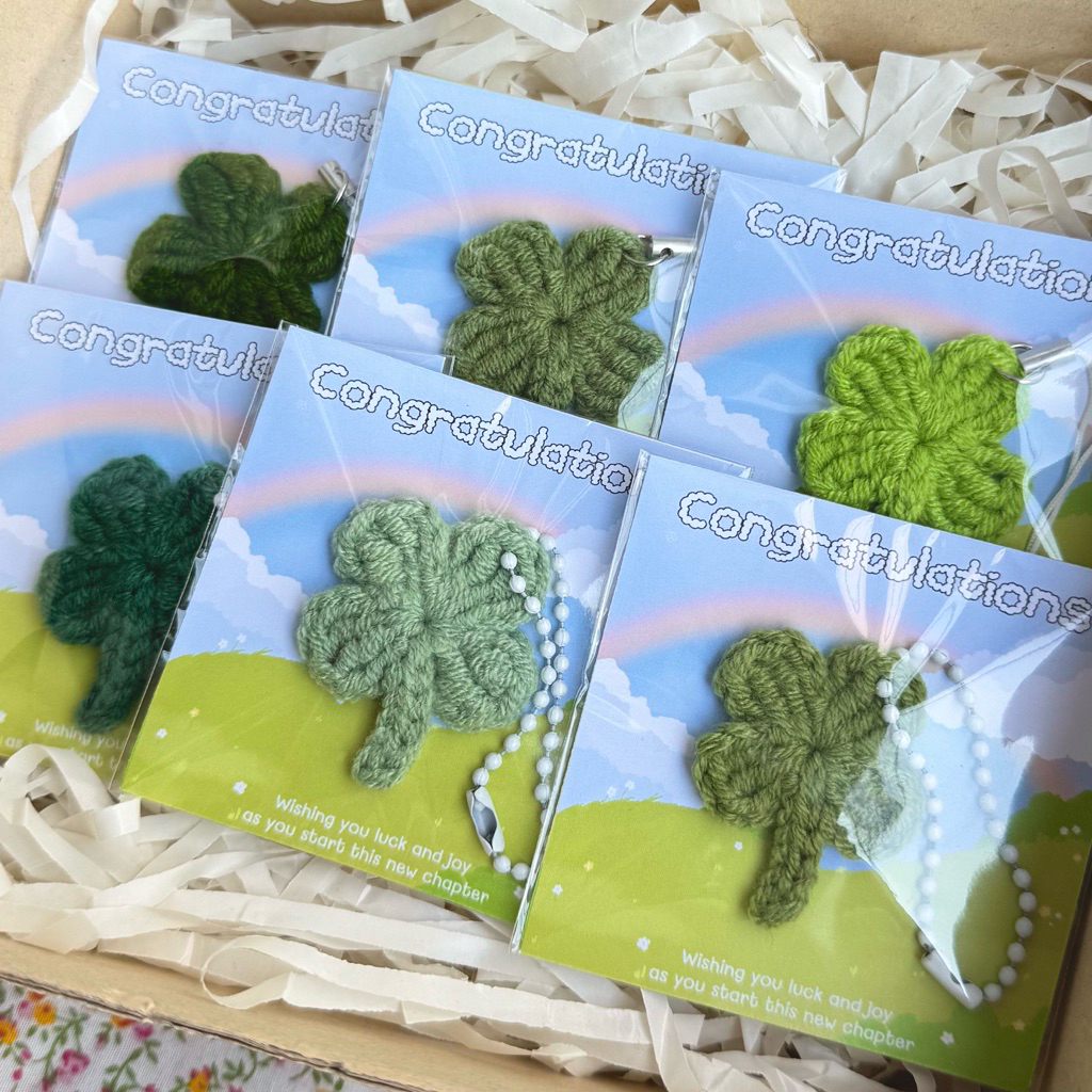พวงกุญแจใบโคลเวอร์ ไหมพรม 🍀 | ของขวัญวันเกิด ของขวัญวันปัจฉิม