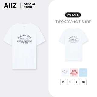AIIZ เสื้อยืดคอกลมผู้หญิง พิมพ์ลาย