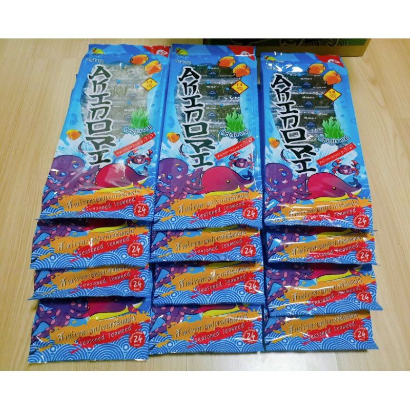 สาหร่ายทะเลปรุงรส อากิโนริ Original 24กรัม 1แพ็ค สาหร่ายอบแห้ง **รสดั้งเดิมแพ็คสีฟ้า**
