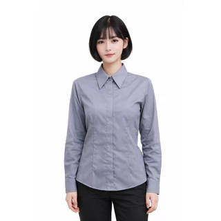 เสื้อเชิ้ดเเขนยาวทำงานเข้ารูปผ้าร่องปี้เก้ทรงสุภาพจร้า6สีจร้า