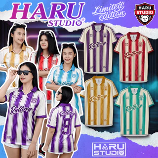 HARU เสื้อกีฬาคอปกพิมพ์ลาย Rolling ใส่ได้ทั้งหญิงและชาย ผ้าพิเศษ ไม่ต้องรีด