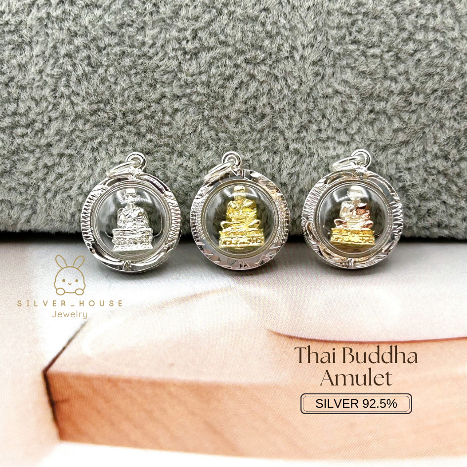 จี้พระกรอบเงินแท้ 92.5% หลวงปู่ทวด ทรงกลม/วงรี/หยดน้ำ/สามเหลี่ยม กรอบกันน้ำ
