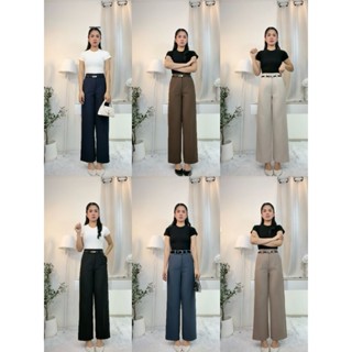 [PK ] กางเกงทรงขากระบอกกลาง ตะขอหน้า เเต่งหูเข็มขัดคู่ -.ผ้า…