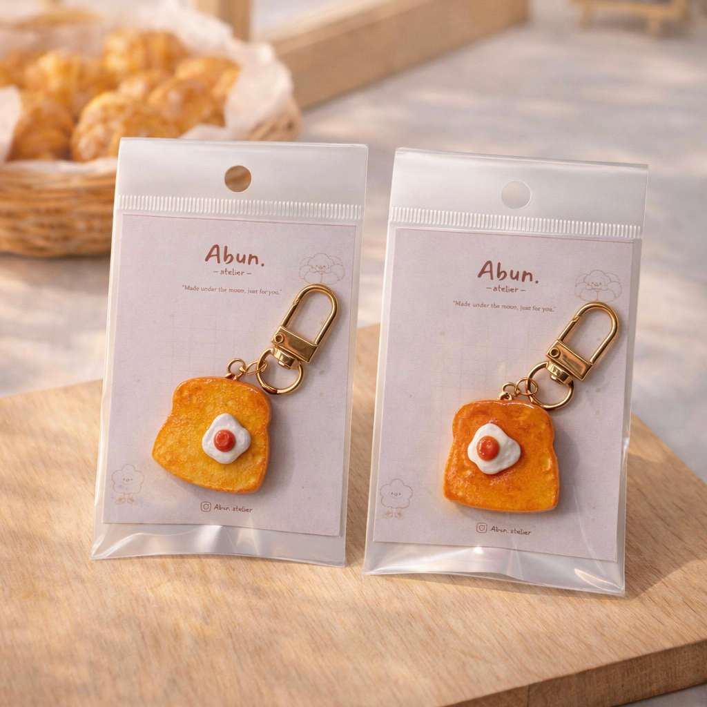 Worry Stone หินคลายกังวล พวงกุญแจ Fried Egg Toast