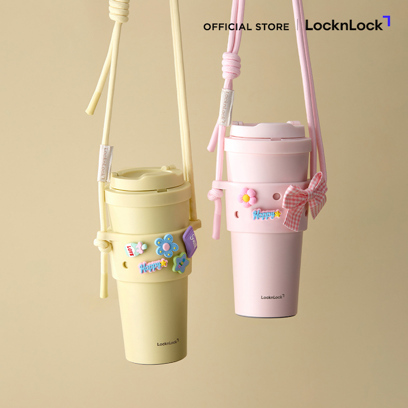 LocknLock ปลอกแก้ว ซิลิโคนใส่ขวดน้ำ สายคล้อง Drink Holder รุ่น TLL076