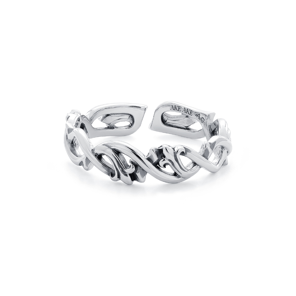 AKE AKE Thorny Love ring แหวนเงินแท้925 ขัดเงาพิเศษ พร้อมลงดำขับลาย