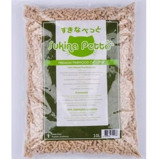 ทรายแมว เปลือกไม้สน Sukina Petto 10L ไม่จับตัวเป็นก้อน ใช้งานดี เก็บกลิ่นเยี่ยม (เหมาะใช้กับกระบะทราย2ชั้น)