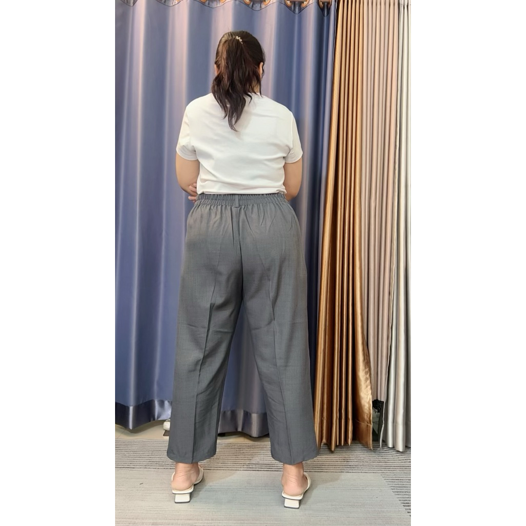กางเกงผ้า สโนฟลอร่า 8 ส่วน ใส่ทำงาน ดึงยางหลัง เนื้อผ้านิ่มใส่สบายทรงสวย ไม่ต้องเผื่อไซส์ ราคา ถูกที่สุด ดีลบีเคเค แกลเลอรีภาพที่ 9