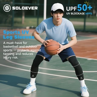 SOLOEVER (1 คู่) ปลอกขารัดกล้ามกันแดด Leg Sleeve Sport Support UV สีดำ ใส่สบาย ไม่ร้อน ลุยได้ทุกกิจกรรม