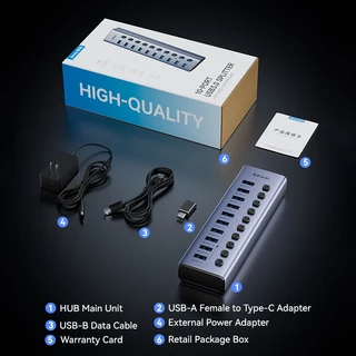 Seamwi USB 3.0 HUB 7/10/16 พอร์ต แบบพกพา พร้อมสวิตช์แยก 5Gbps การส่งผ่านความเร็วสูงรองรับ