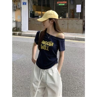 เสื้อยืดเดี่ยวฤดูร้อนแขนสั้นผู้หญิง, ปรับเอว, ขนาด M-3XL, ส่งเร็วจากกรุงเทพ