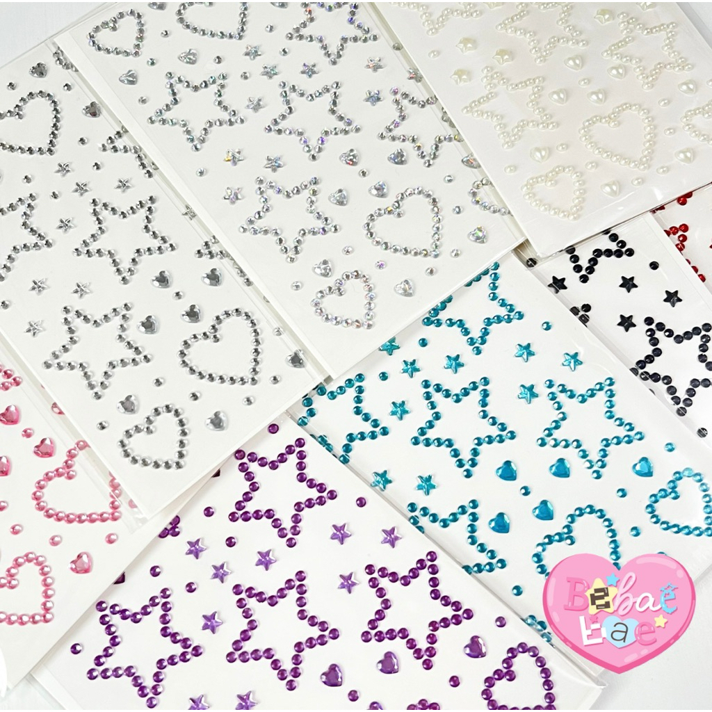 crystal sticker สติกเกอร์เพชร diy ลายดาว หัวใจ🌟