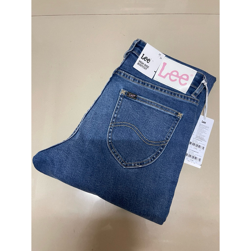 LEE รุ่น LE BOTN31 กางเกงยีนส์ผู้หญิง  เอวสูง ทรงตรง-ขาม้า ทรงBoot Cut สียีนส์ ใหม่ ของแท้💯%