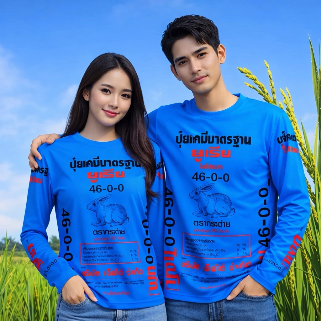 เสื้อปุ๋ยตรากระต่ายแขนยาว 🐰 ผ้าไมโครสปอร์ต ใส่ได้ทั้งผู้หญิงและผู้ชาย
