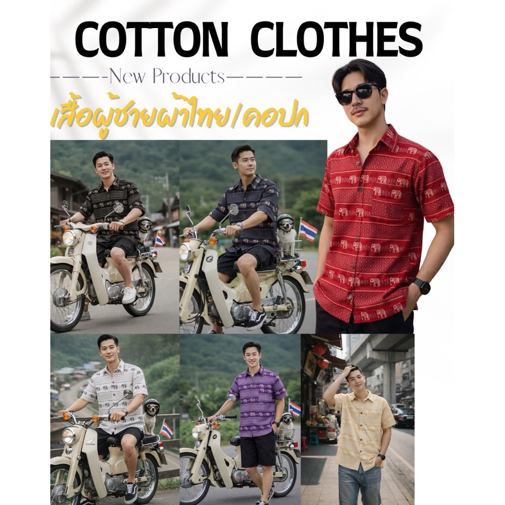 เสื้อช้างคอปก เสื้อผู้ชายผ้าไทย