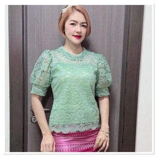 เสื้อลูกไม้แขนตุ๊กตาใส่งานบุญงานบวชงานแต่ง