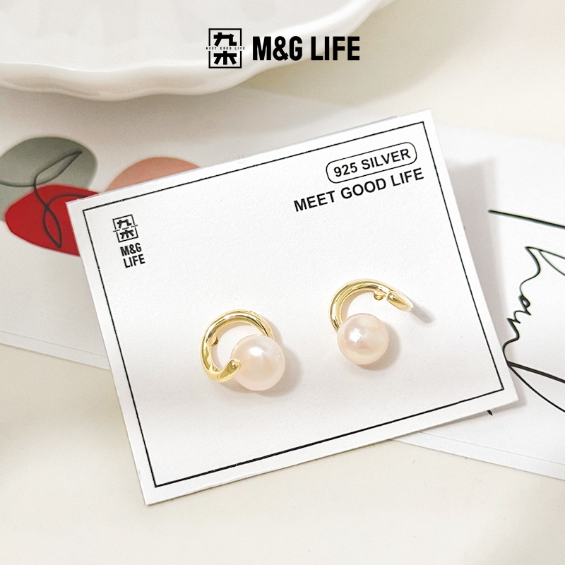 M&G LIFE 1 pair Pearl Stud Earrings ต่างหูมุกเงินแท้ S925 จำนวน 1 คู่